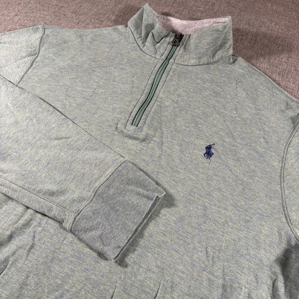 Polo Ralph Lauren Quarter Zip Pullover Mens Medium Green Performance Heathered